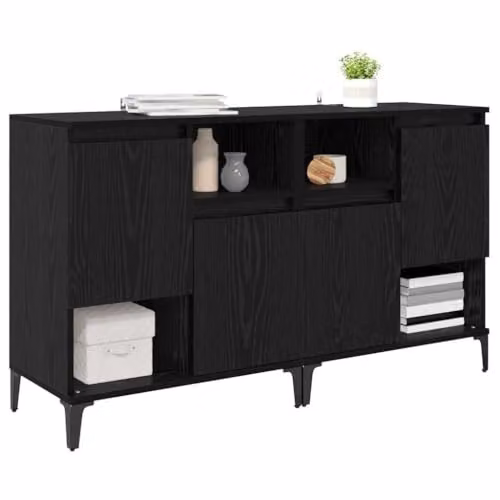 vidaXL Set of 2 Modern Sideboards in Black, W/D/H: 60 x 35 x 70 cm