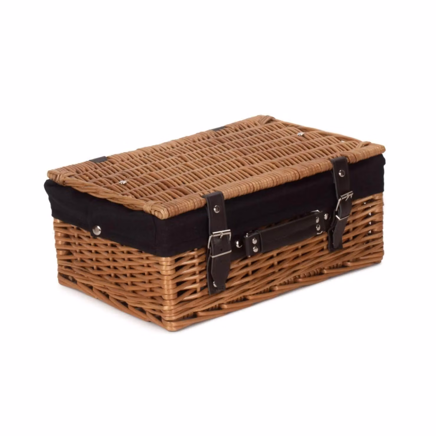 Red Hamper Double Steamed Wicker Picnic Basket with Cotton Lining in Light Brown, Diameter: 36 cm – 2