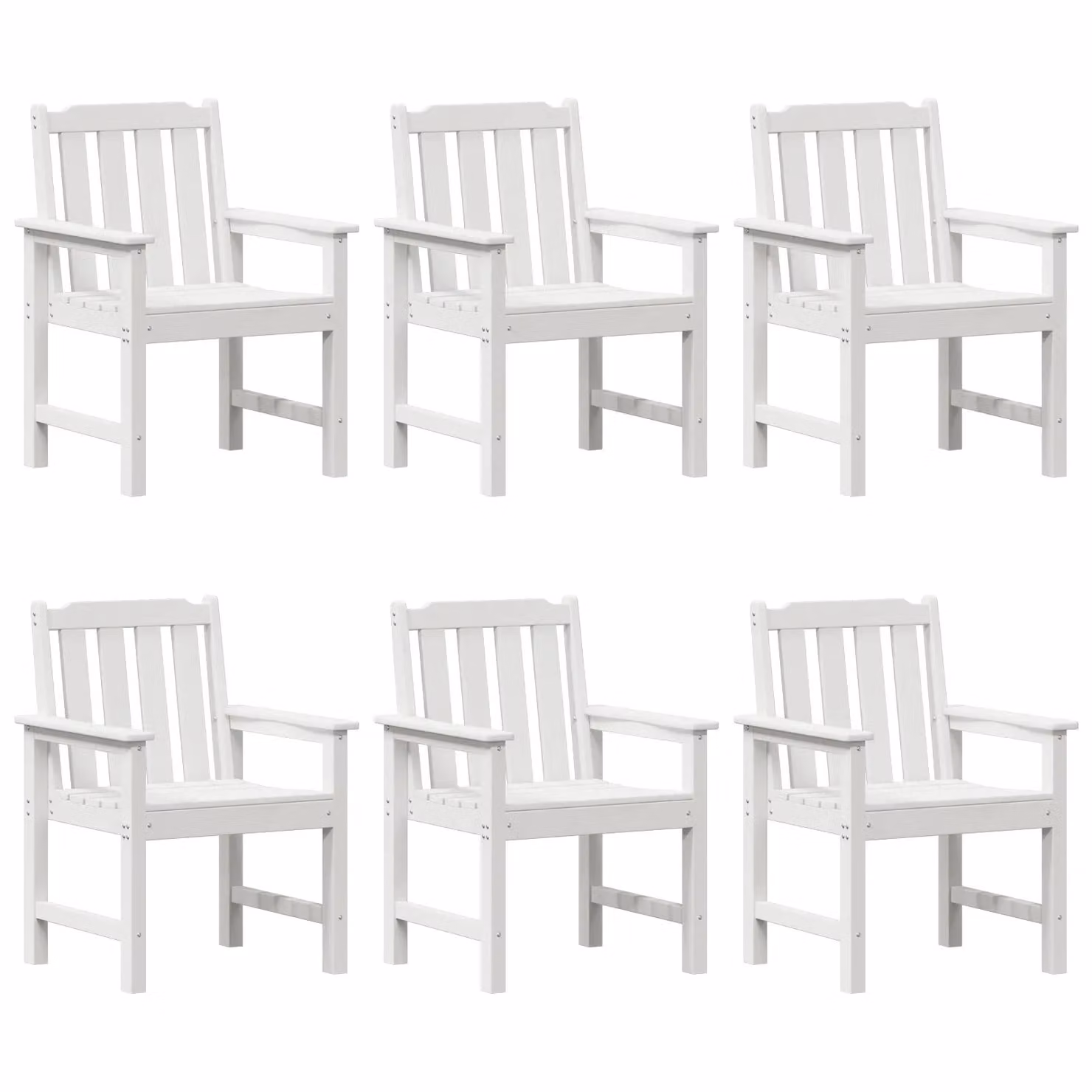 Berkfield Home Set of 6 Modern White Garden Dining Chairs, W/D/H: 55.5 x 55.5 x 88 cm – 2