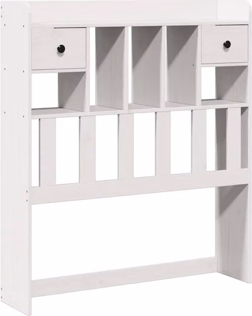 Berkfield Home Rustic White Solid Pine Headboard with Integrated Nightstands and Storage Shelf, Width: 75 cm – 1