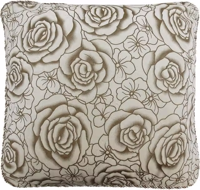Intimates Flock Rose Filled Velvet Cushion in White, W/D/H: 43 x 43 x 43 cm