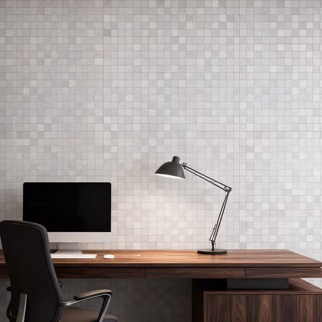 Livingandhome 10-Piece Glossy Checked Square Self-Adhesive Wall Tile Stickers in Grey