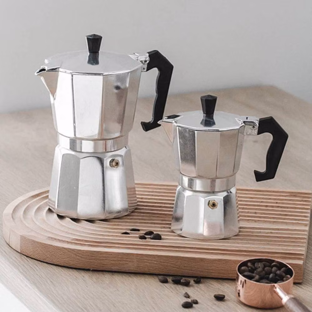 Living and Home Silver Italian Moka Coffee Pot Stovetop Espresso Maker, 150ml – 3
