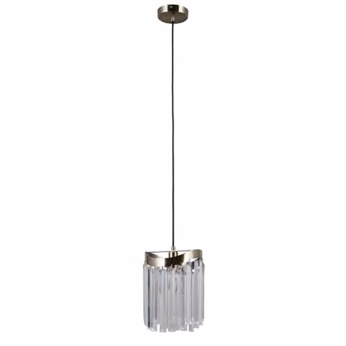 Netlighting Stylised Antique Bronze Cylinder Pendant Light with Crystal Details, E14, Brown