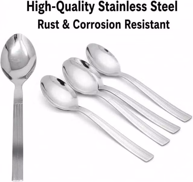 VOGREX 100-Piece Polished Stainless Steel Teaspoon Set in Silver