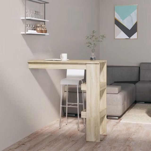 Berkfield Home Wall Bar Table in Sonoma Oak, Brown, W: 102 cm, D: 45 cm, H: 103.5 cm