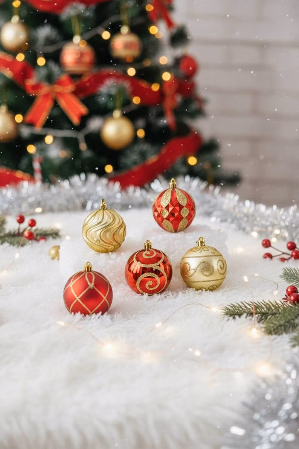 Living and Home 16-Piece Multicolour Glass Christmas Bauble Ornament Set with Geometric Spiral, Diamond and Wave Designs – 3
