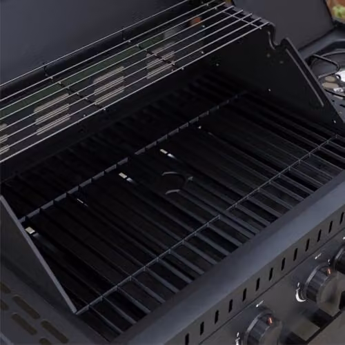 Charles Bentley Ottimo 350 4-Burner Gas BBQ in Grey with Side Burner, Cast-Iron Grids and Storage Cabinet, W/D/H: 123 x 58 x 110 cm – 4