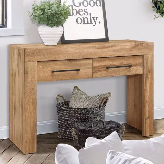 Birlea Compton Modern Oak Console Table in Brown and Black