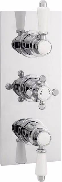Balterley Traditional Concealed Triple Thermostatic Shower Valve with 2 Outlets in Silver and Chrome