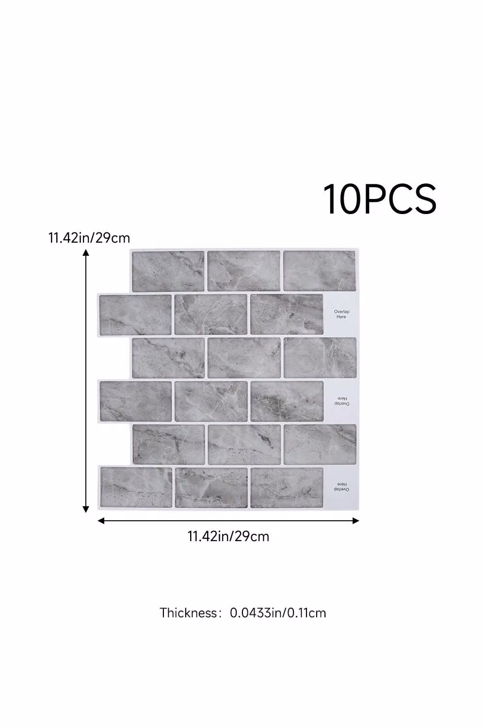 Living and Home 10 Pcs Maya Grey Marble 3D Peel and Stick Subway Wall Tile Stickers – 2
