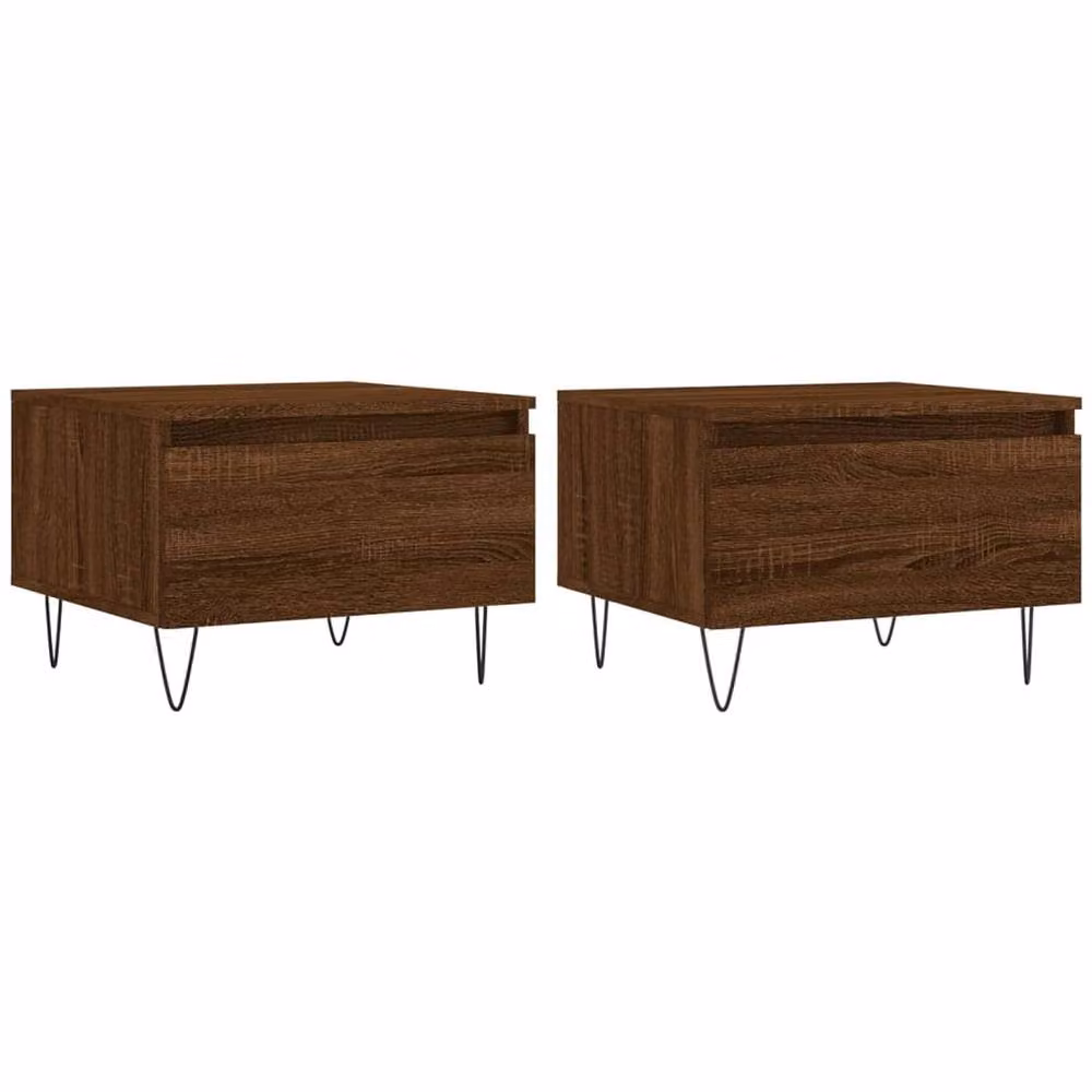 Berkfield Home Modern Nested Coffee Tables, 2 Piece Set, Brown Oak, W/D/H: 50 x 46 x 35 cm – 3