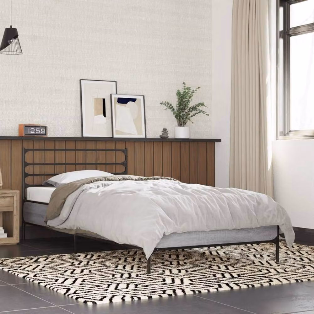 Berkfield Home Durable Small Single Bed Frame in Grey Sonoma, W: 75 cm x L: 190 cm – 2