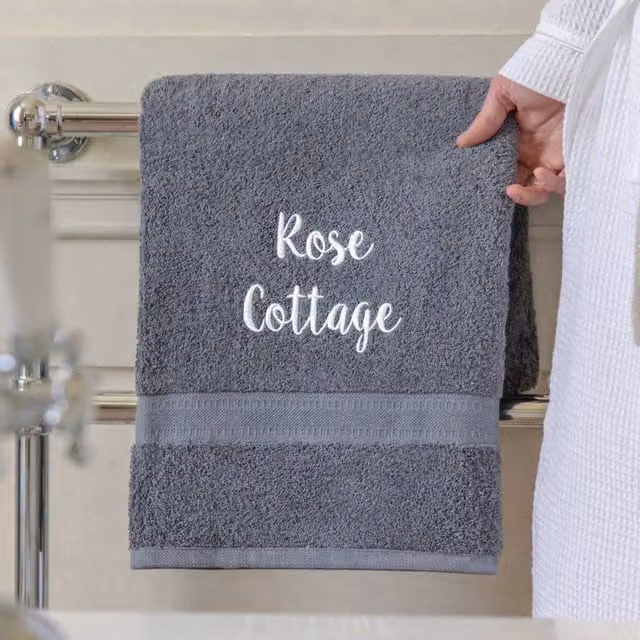 Duncan Stewart Personalised Luxury Grey Cotton Terry Hand Towel
