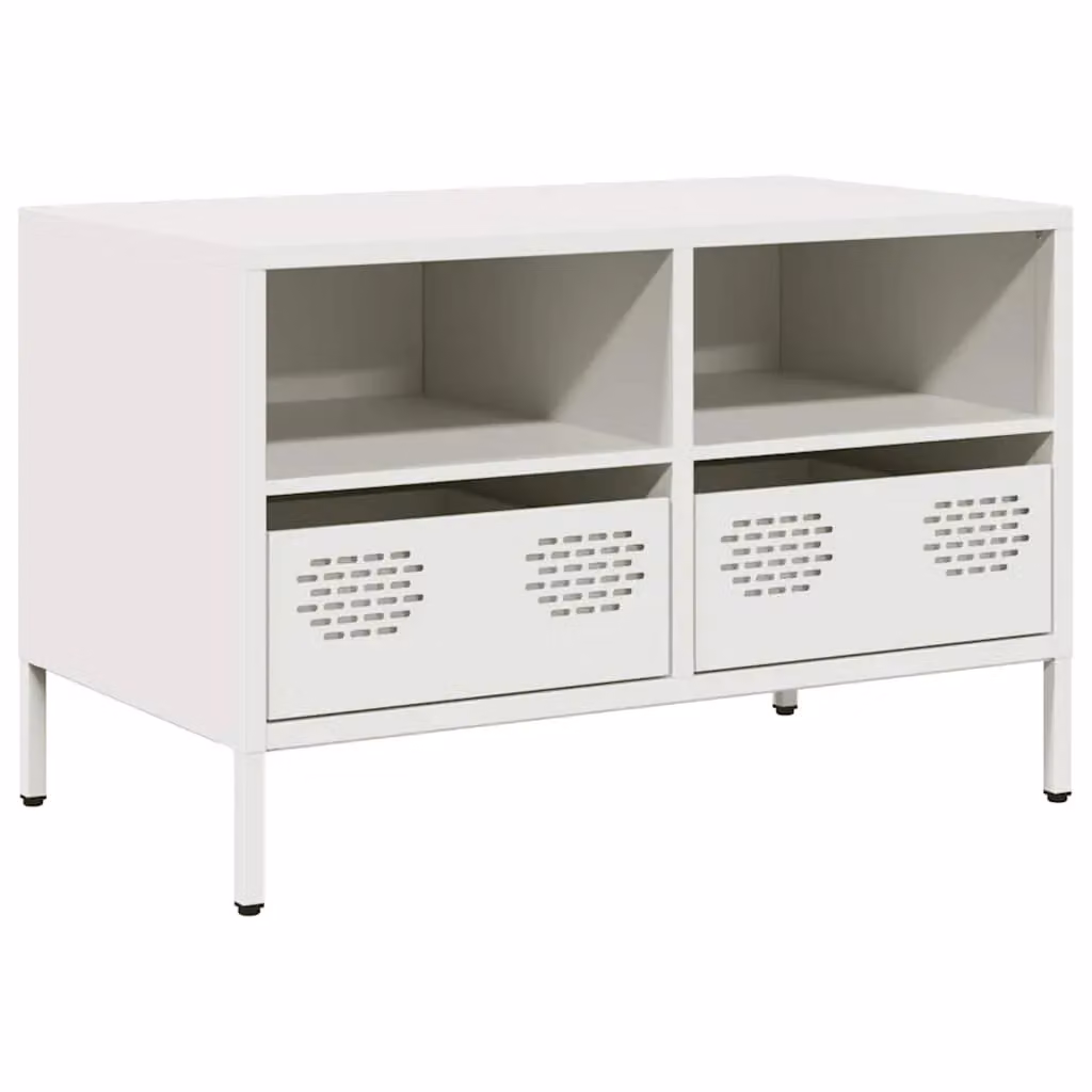 Berkfield Home Industrial TV Cabinet in White, W/D/H: 68 x 39 x 43.5 cm – 2