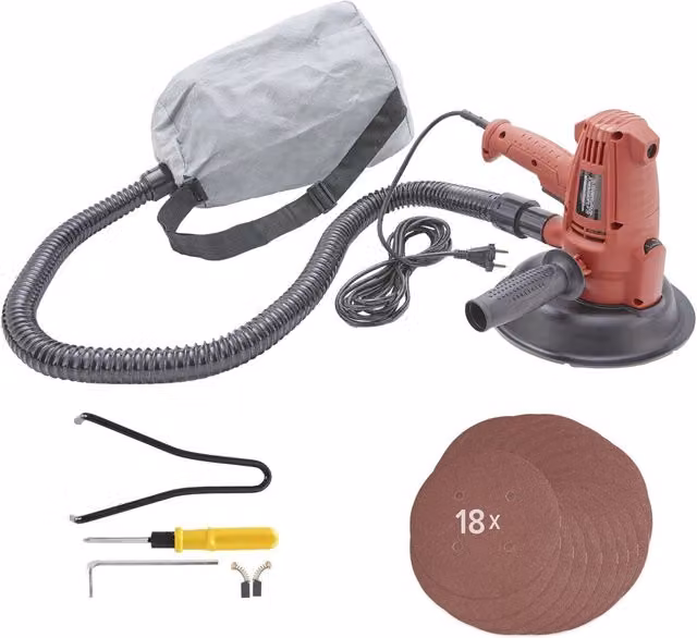 AREBOS Ceiling Sander with Suction and Sandpaper, Red