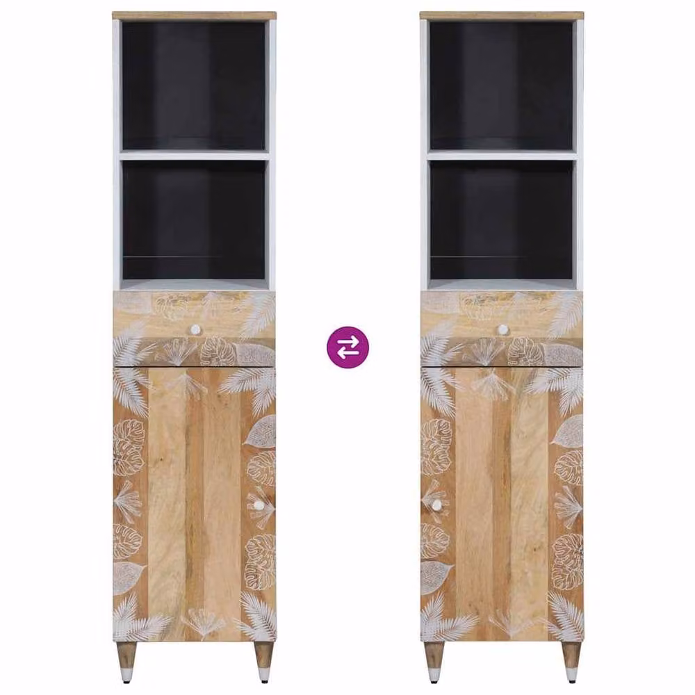 Berkfield Home Beautiful Bathroom Cabinet in Brown Solid Mango Wood, H x W x D: 160 x 38 x 33.5 cm – 3