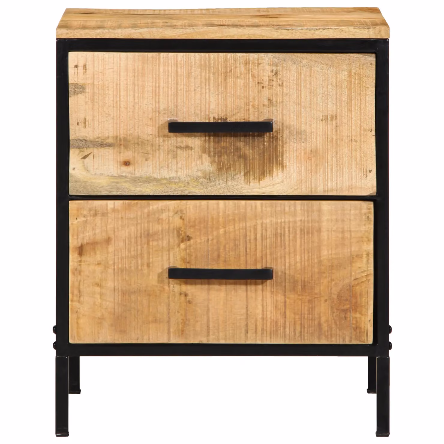 Berkfield Home Set of 2 Solid Mango Wood Bedside Cabinets in Black, W/D/H: 40 x 35 x 50 cm – 3