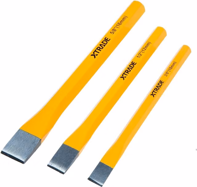 XTrade Stainless Steel Cold Chisel Set (Pack of 3) - Yellow