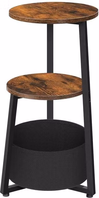 FORGEVIO Round Side Table in Rustic Brown, W/D/H: 32 x 32 x 67 cm