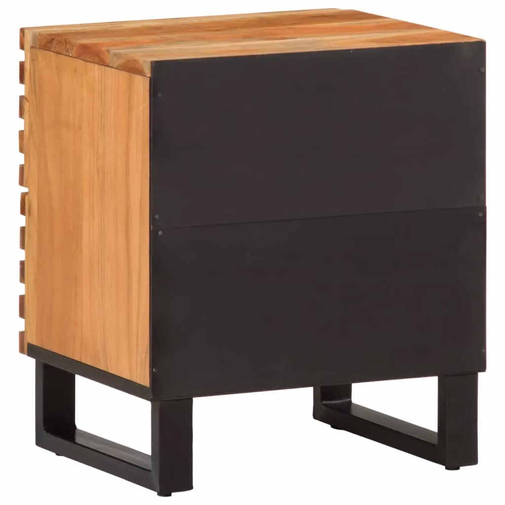 Berkfield Home Set of 2 Brown Acacia Solid Wood Bedside Cabinets, W/D/H: 40 x 34 x 46 cm – 4