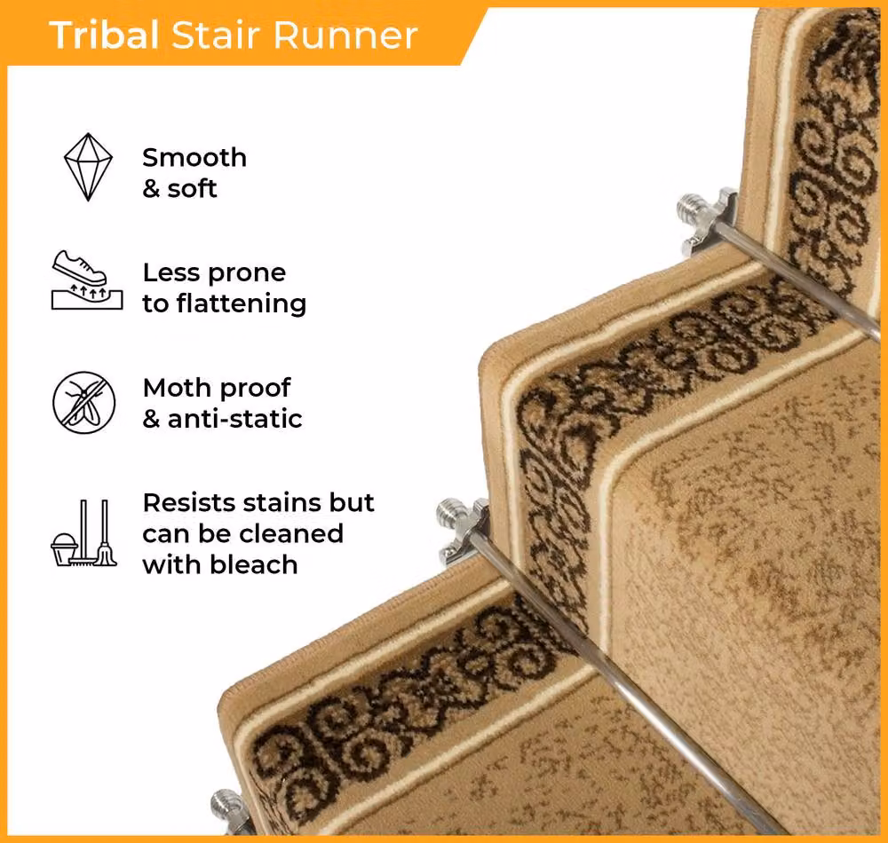runrug Tribal Stair Runner Carpet in Grey, W: 80 cm x L: 630 cm – 3