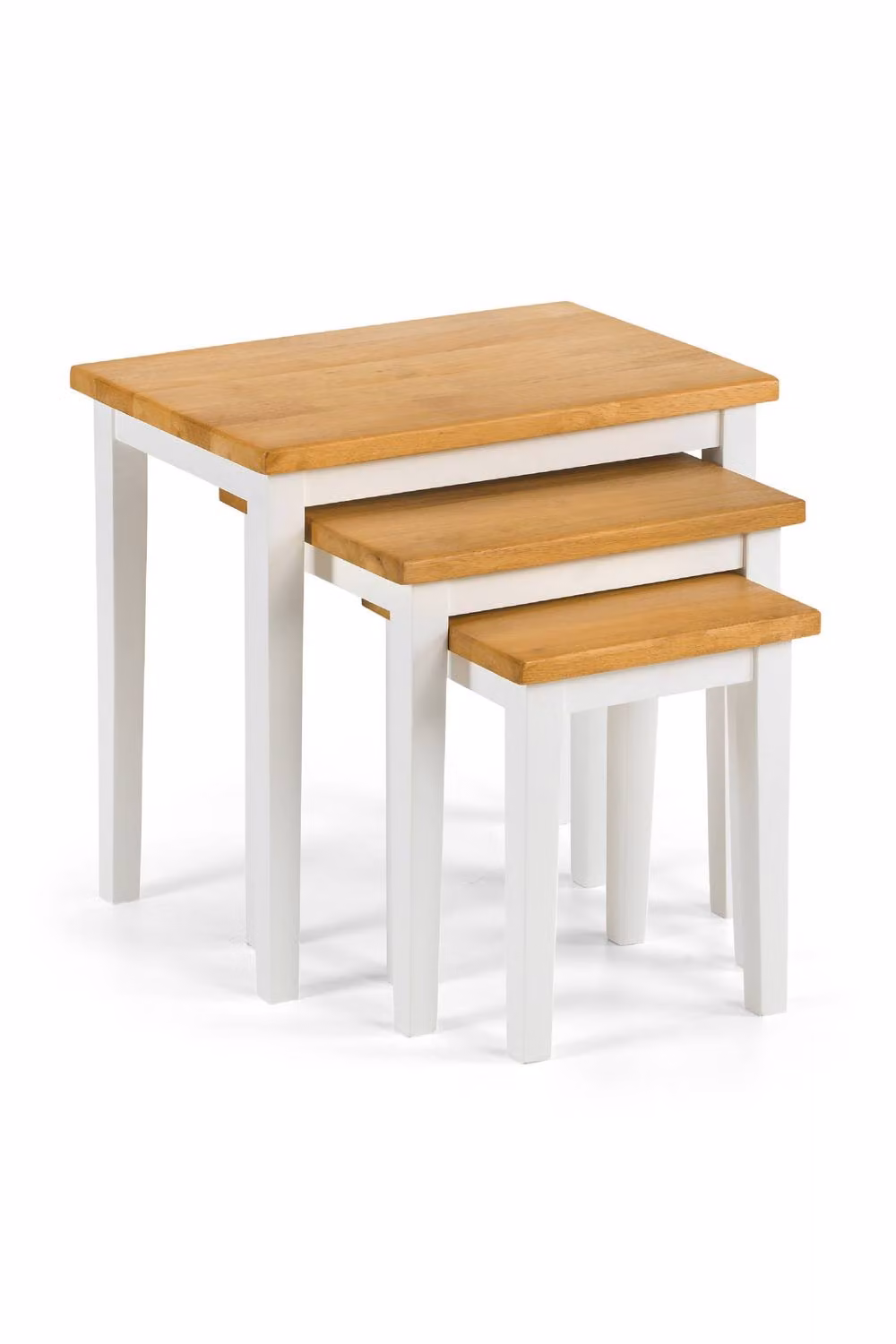 Julian Bowen Cleo Nest of 3 Side Tables in White and Beige Wood – 3