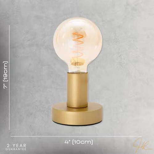 Happy Homewares Gold Metal Bulb Holder Table Lamp, H 19 cm x W 10 cm x D 10 cm – 3