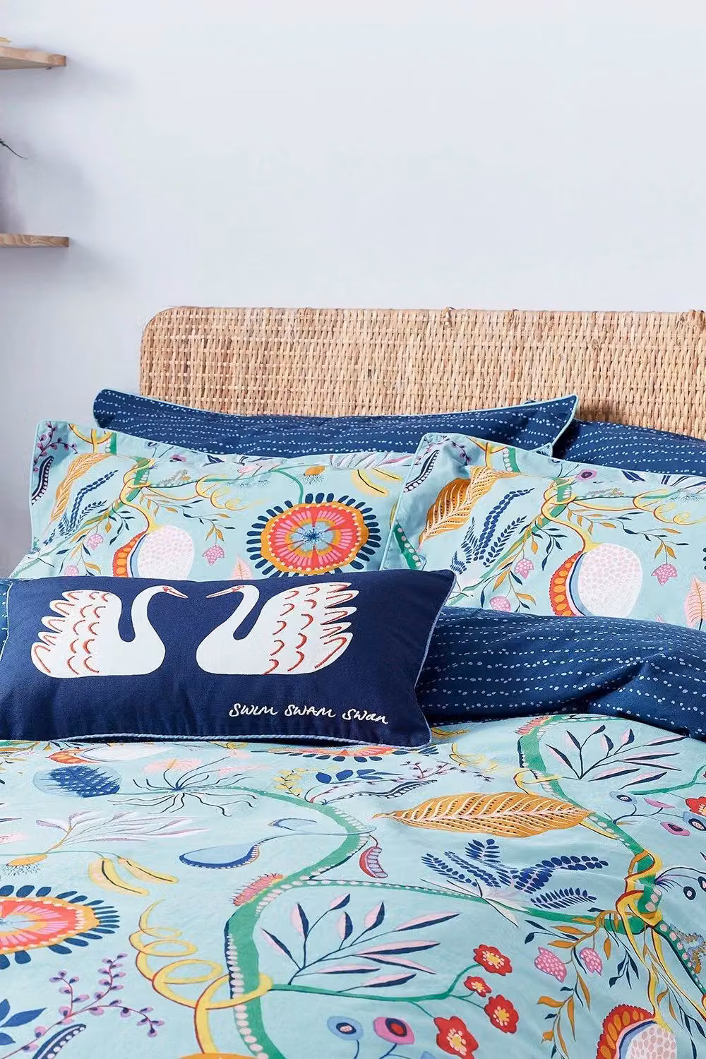Scion Jackfruit & The Beanstalk Cotton Cushion in Blue, W: 50 cm, H: 30 cm – 3