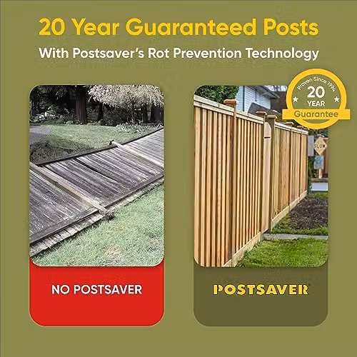 Postsaver Pack of 5 Square Pressure-Treated Timber Fence Posts, Brown, 7.62 x 7.62 cm, Length: 244 cm – 3