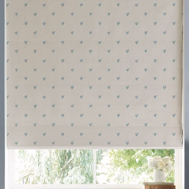 Sophie Allport Hearts Made to Measure Blackout Roman Blind in Duckegg Blue