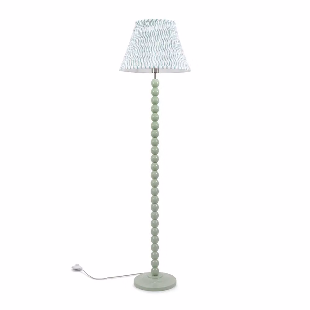 ValueLights Bobbins Sage Green Floor Lamp with Fabric Pleated Shade and LED Bulb – 2