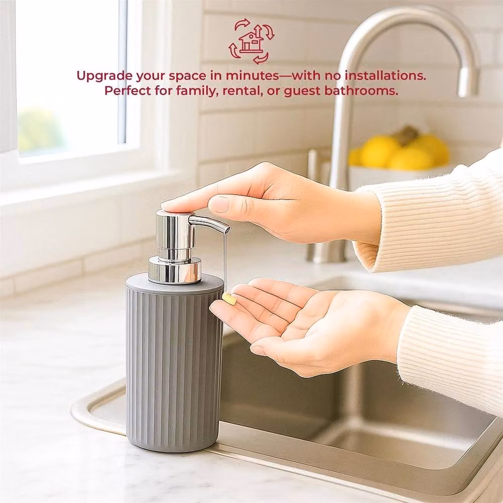 Kelvenix Matt Grey Rubber Coated Soap Dish, Tumbler and Soap Dispenser Set – 4