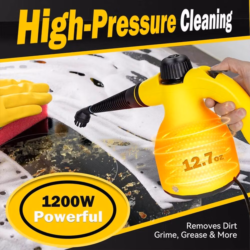 Kelvenix Handheld Electric Steam Cleaner with Accessories, Yellow – 4