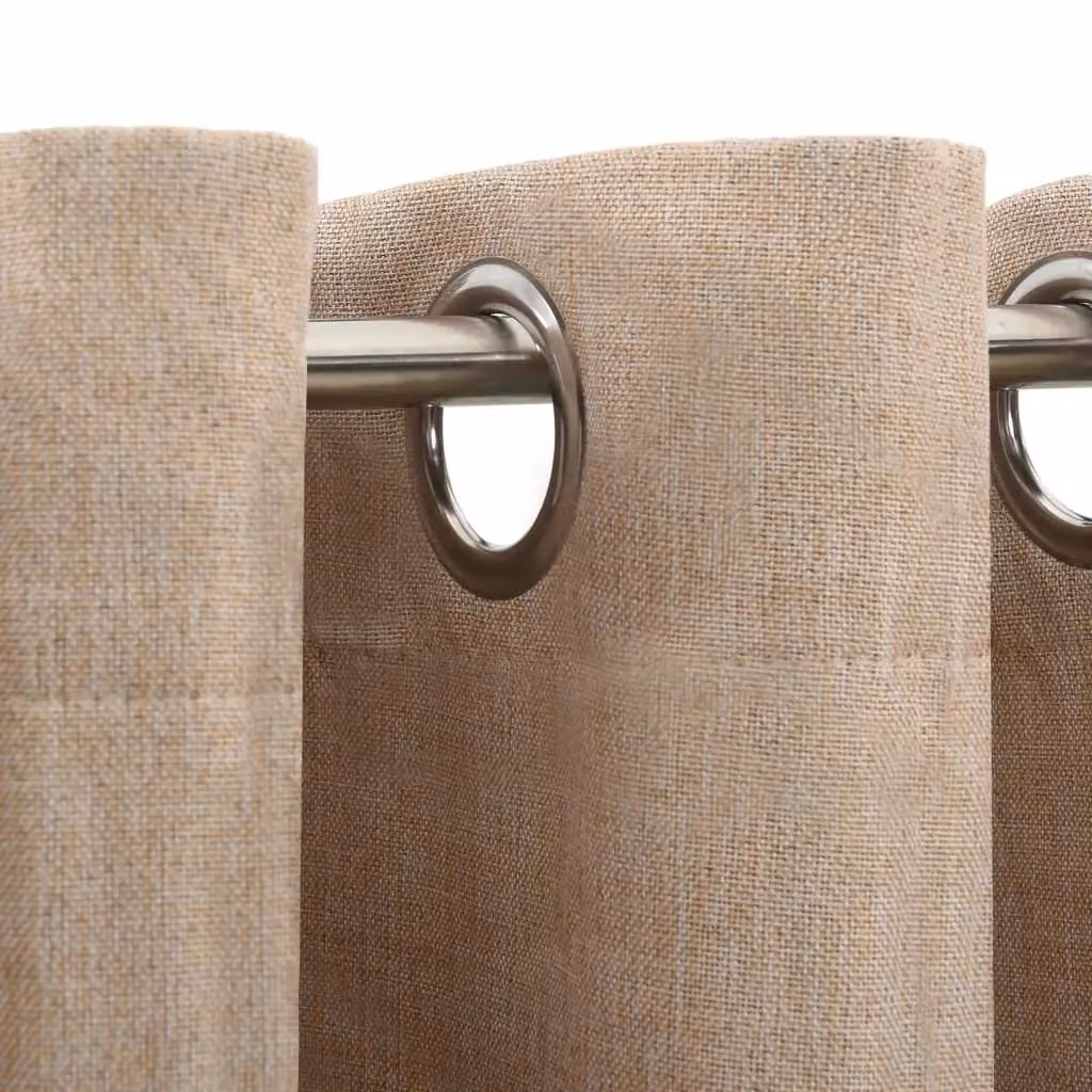 Berkfield Home Linen-Look Blackout Curtains with Eyelets, 2 Pack, Beige, W: 140 cm, H: 225 cm – 3