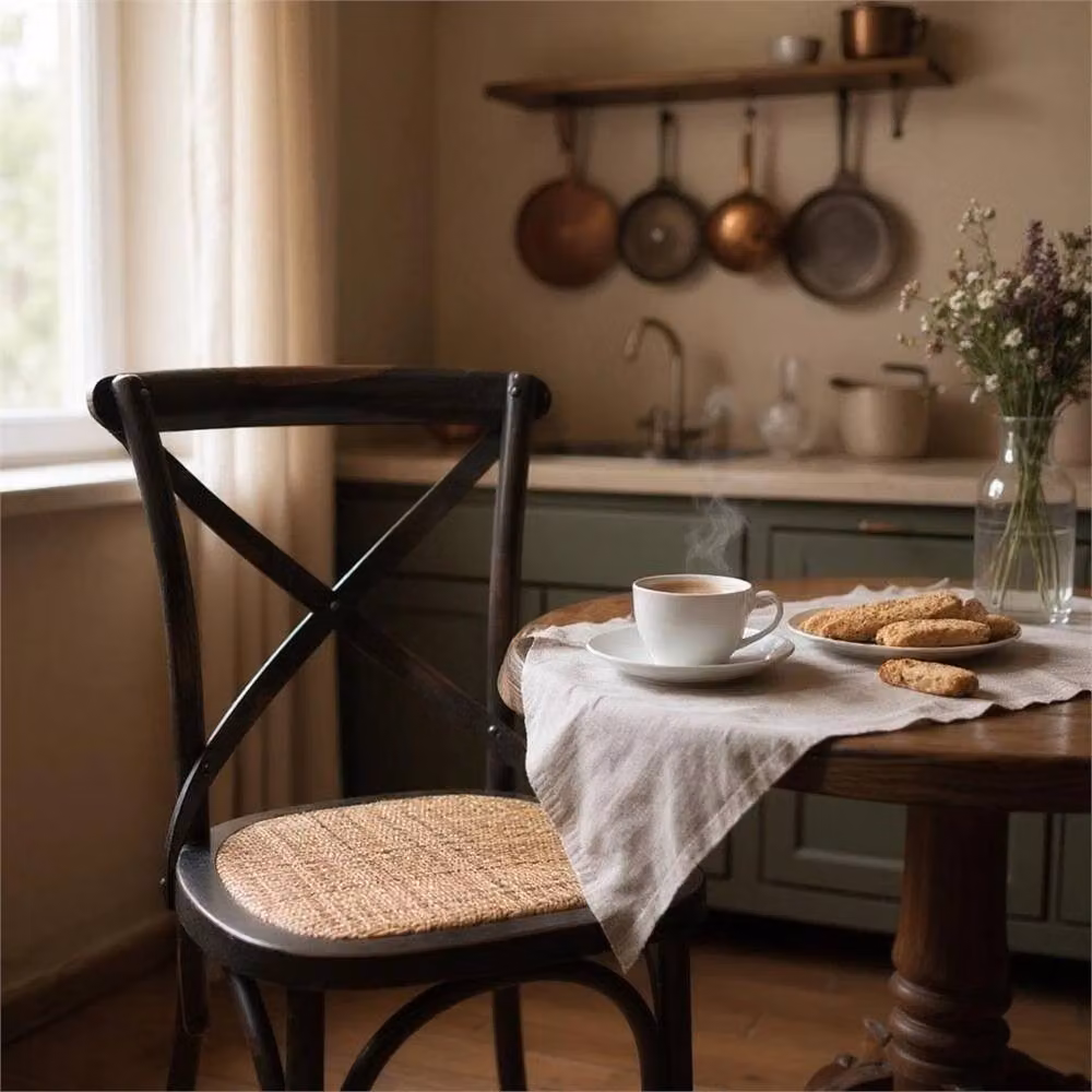 Havendro Black Cross Back Dining Chair in Matt Wood – 2