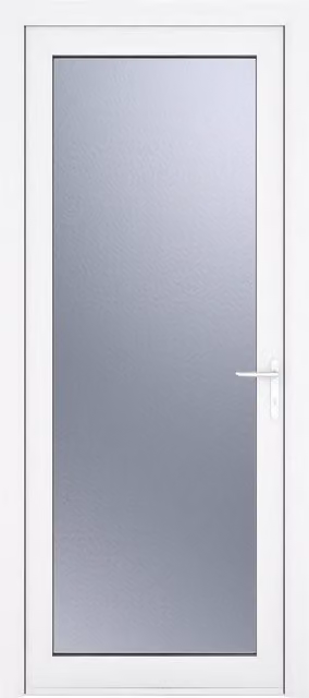 Crystal Direct White uPVC Single Door with Obscure Full Glass Insert, Left Hand, W: 92.0 cm, H: 209.0 cm