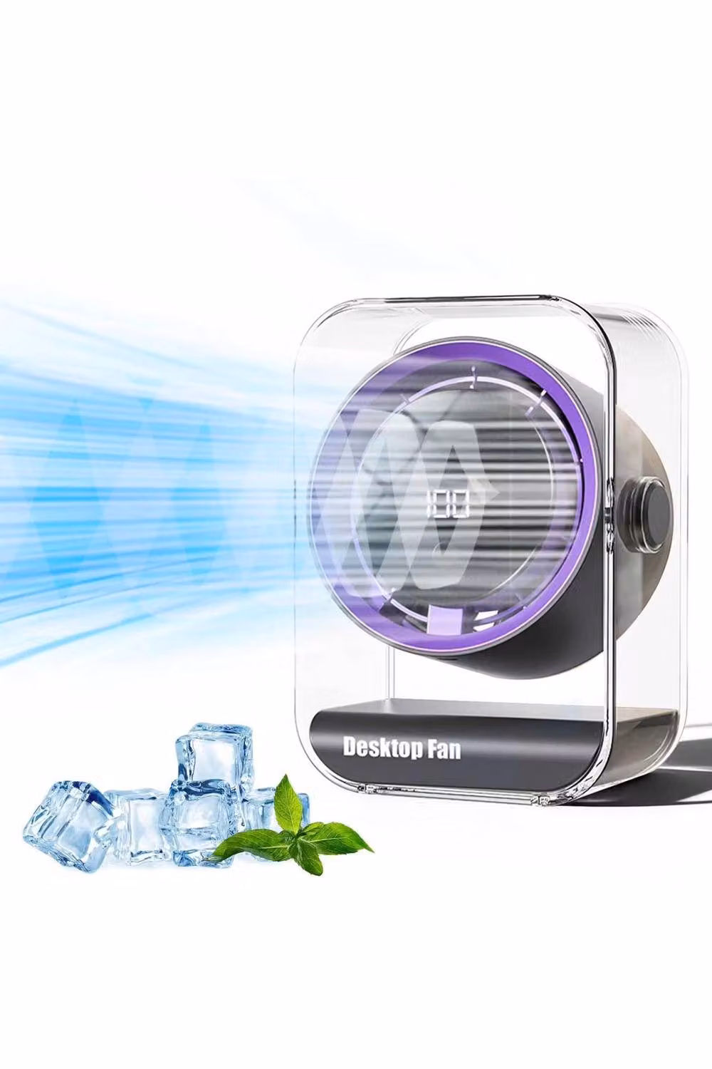 Dyzi Smart Desktop Fan, 100 Speed Rechargeable Silent Table Fan in Black – 2