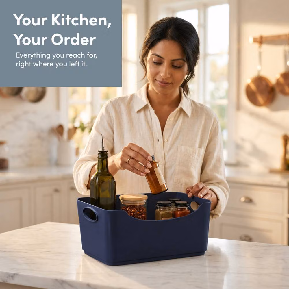 Keplin 5 Pack Plastic Storage Baskets with Handles in Blue, W/D/H: 22.3 x 14.8 x 10 cm – 6