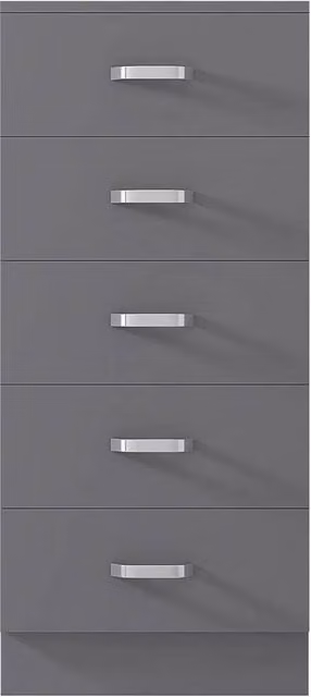 ERGOVEXA 5 Drawer Chest of Drawers in Matt Grey with Metal Pull Handles – 1