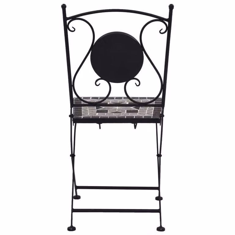 Berkfield Home 3 Piece Mosaic Bistro Set in Grey with Ceramic Tile and Metal Construction