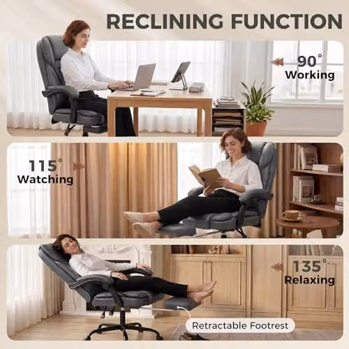 HOMCOM Grey Executive Home Office Chair with Headrest and 360 Degree Swivel – 6