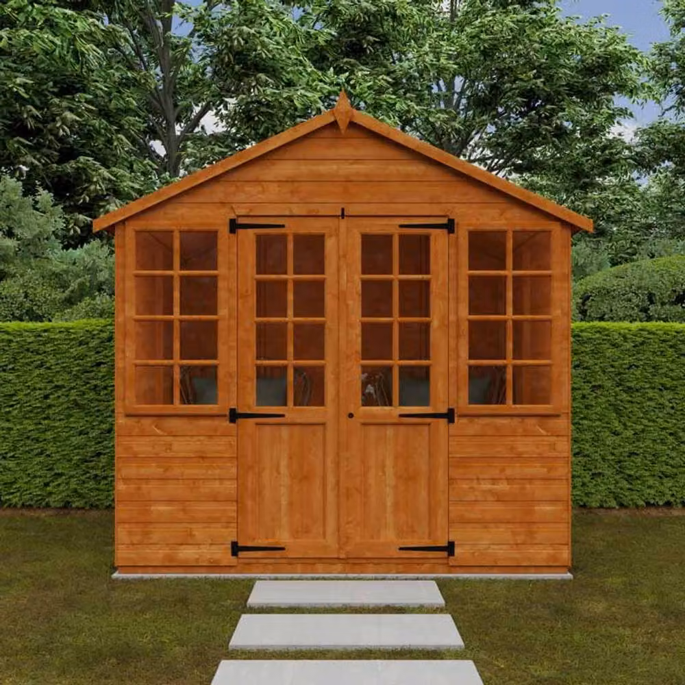 Buttercup Farm 12mm Summerhouse Shed in Burnt Orange, W235 x D175 x H243.7 cm – 2