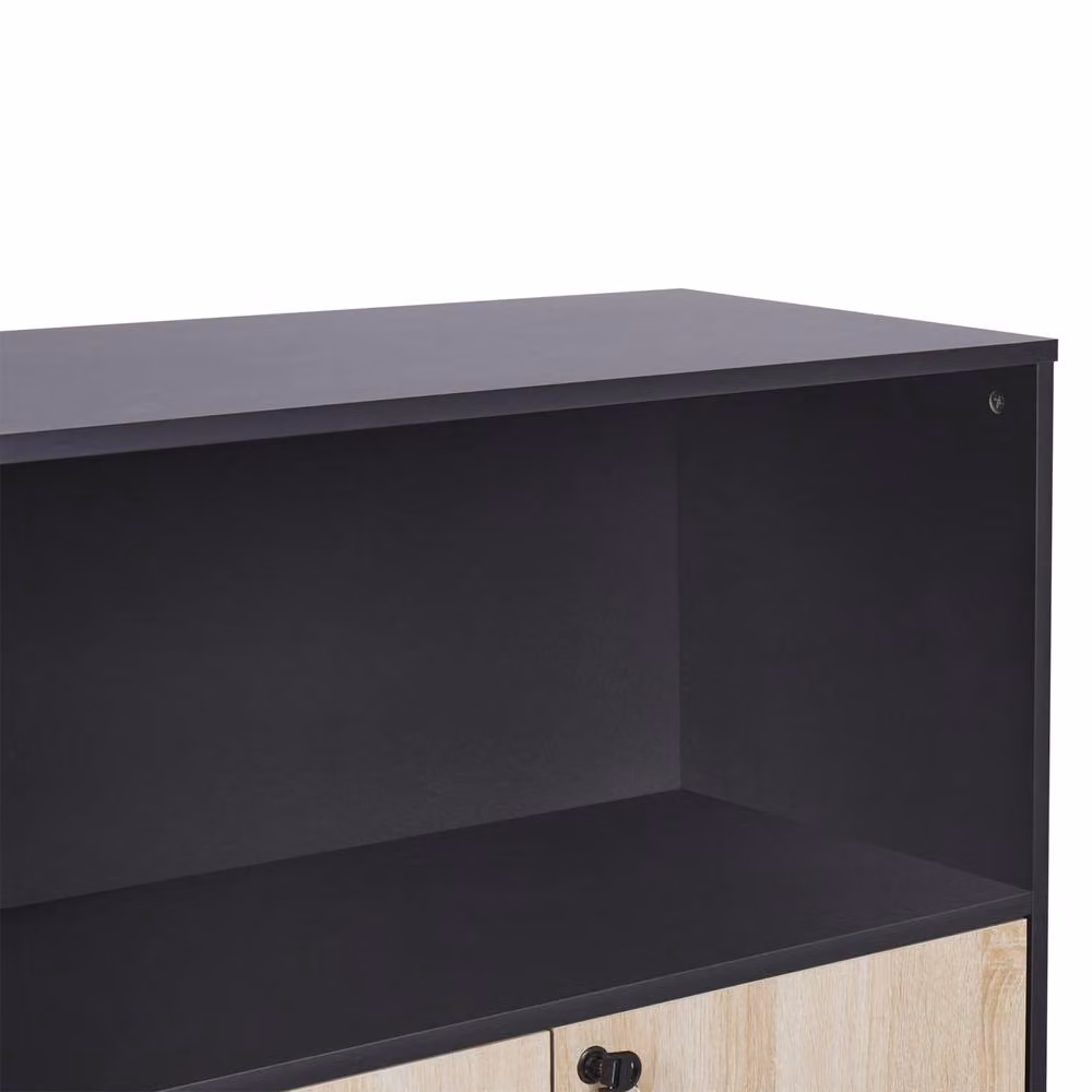 Wyld and Coco Modern 2 Door Lockable Storage Cabinet in Brown and Black, W/D/H: 80 x 40 x 117 cm – 5