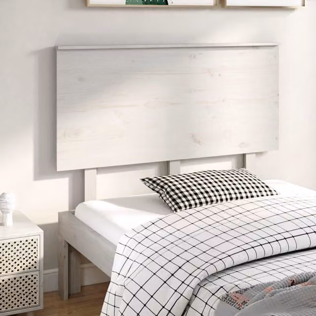 Berkfield Home White Rustic Solid Pine Wood Bed Headboard W/D/H: 124 x 6 x 82.5 cm