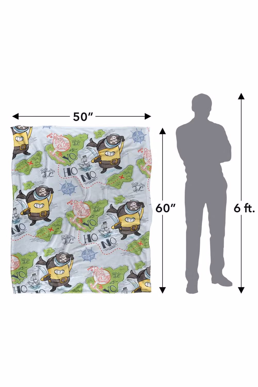 NBCU Minions & Monsters Pirate Island Fleece Throw Blanket, Multicolour, W: 152 cm, D: 127 cm – 2