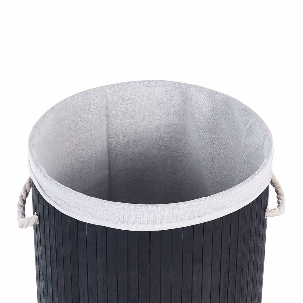 Wyld and Coco Bit Black Stained Bamboo Laundry Basket with Lid and Removable Polyester Lining – 4