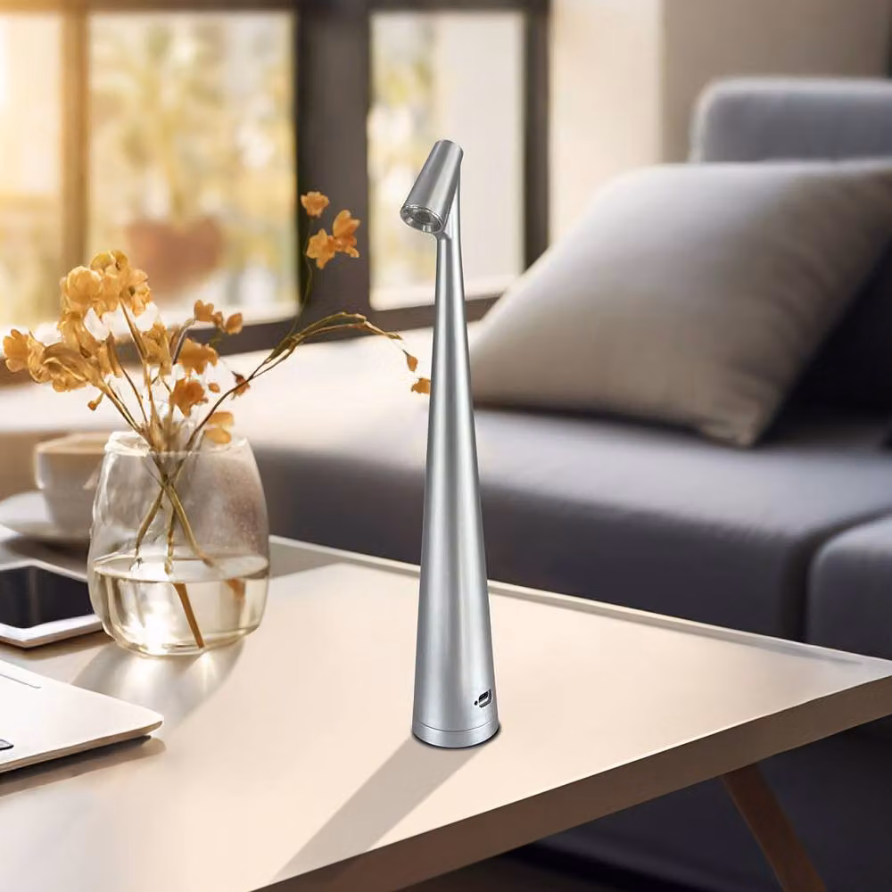 INMTFEI Touch LED Table Lamp in Silver, USB-C Rechargeable with Dimmer Function – 2