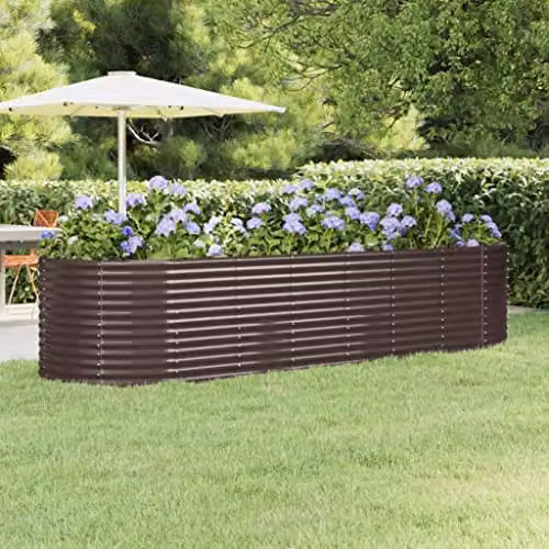 vidaXL Brown Galvanised Steel Garden Raised Bed W: 322 cm, D: 100 cm, H: 68 cm – 2