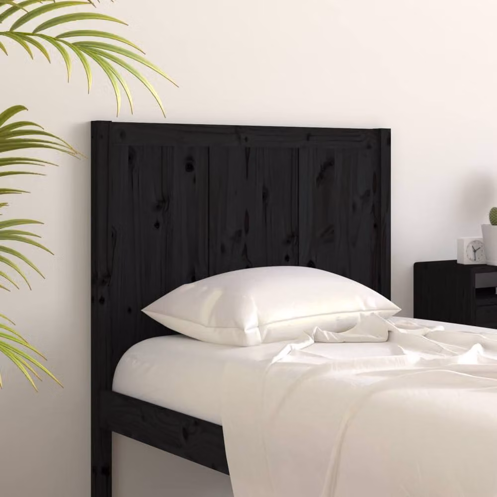 Berkfield Home Black Solid Pine Wood Bed Headboard, W: 95.5 cm, D: 4 cm, H: 100 cm – 3